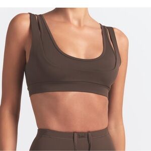Nike SKIMS Matte Double Strap Scoop Bra Dark Sepia S